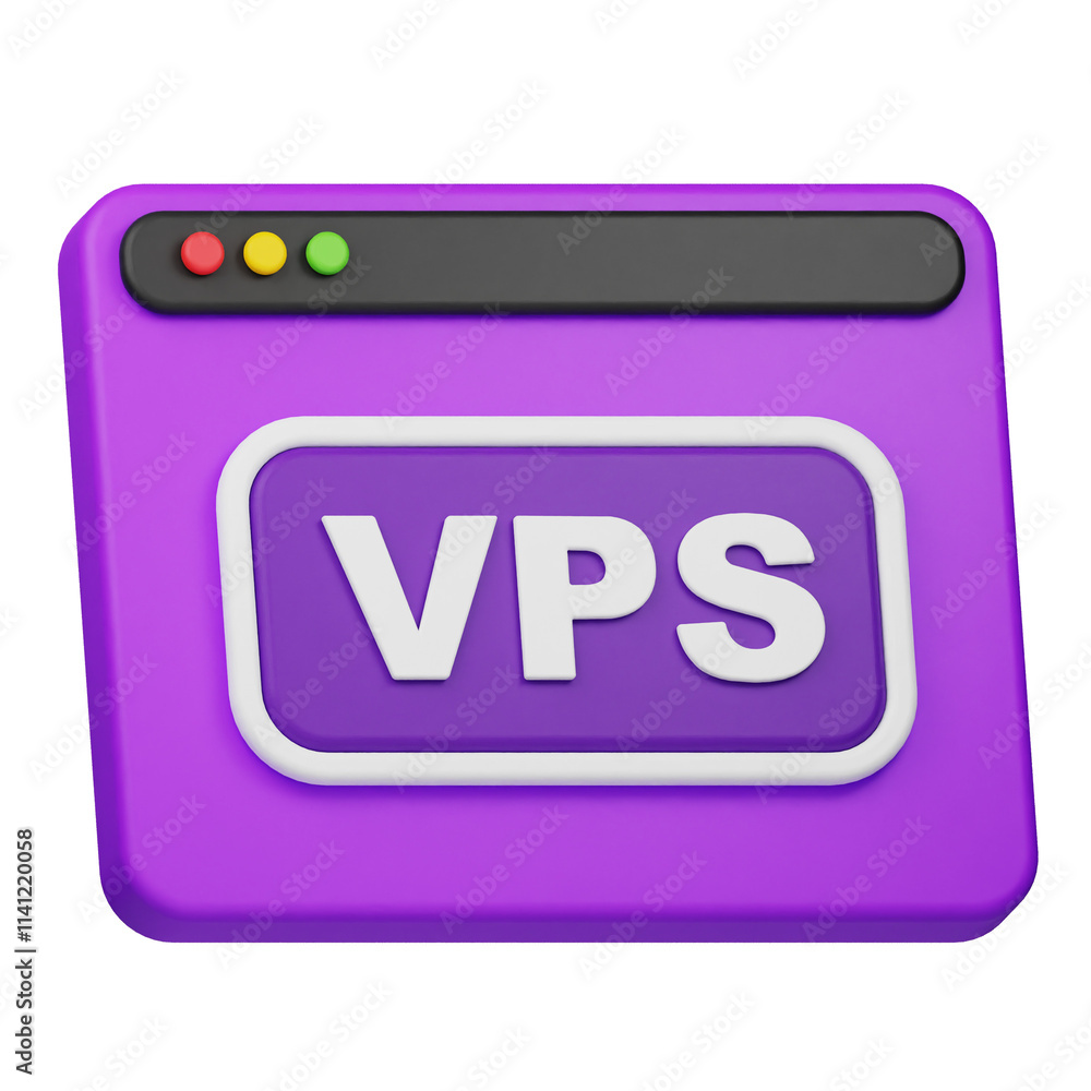 Poster vps website 3d icon isolated on the transparent background