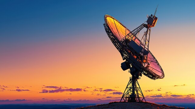 Transmitting satellite signals uplink station location technology infrastructure outdoor environment satellite communication concept for enhanced connectivity