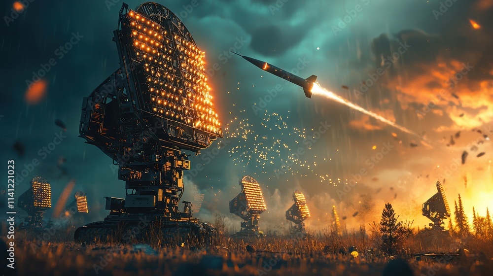 Poster Advanced missile defense system intercepting threats in modern warfare a high-tech approach to security in a dynamic environment