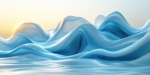 Minimalistic Abstract Design Flowing Water Iridescent Gradient Shapes 3D Render