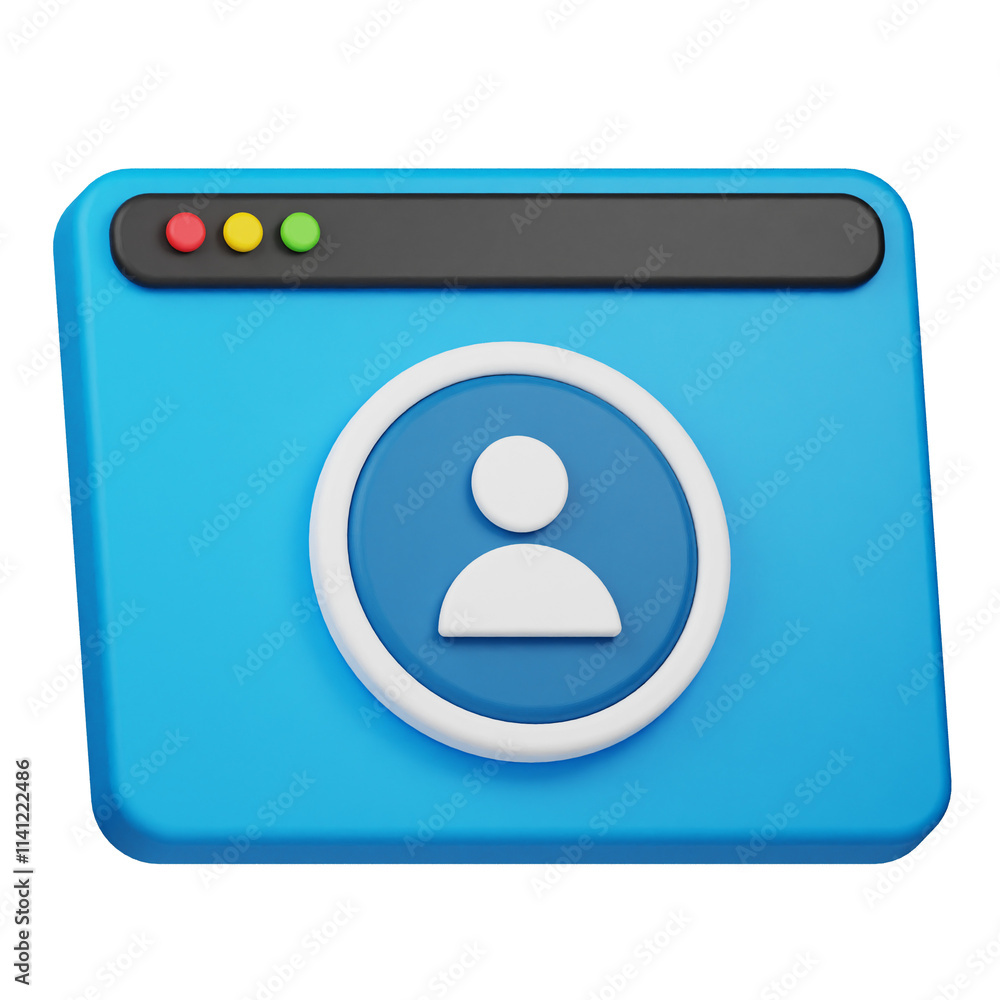 Poster website user 3d icon isolated on the transparent background