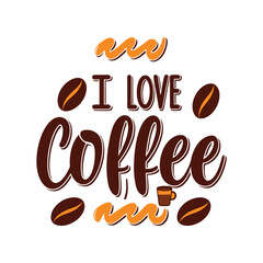 I love coffee typography vector illustration