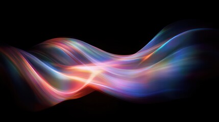 Iridescent Abstract Background Design with Smooth Curves and Soft Light in Dark Modern Style