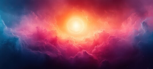 Vibrant Abstract Watercolor Composition Circular Focus Soft Diffused Lighting Gradients Pink Blue Orange