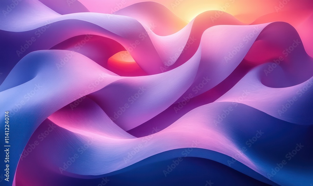 Poster abstract geometric shapes in neon lighting with gradient colors