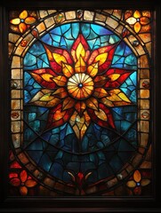 Colorful Stained Glass Starry Sky Christmas Cathedral Window Art Illustration Decoration