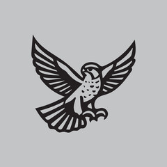 seet of six falcon silhouettes collection Black Silhouette falcon Solid Icon Set Vector