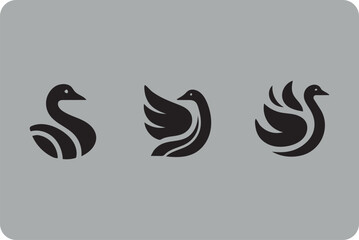 Fototapeta premium Vector Collection of goose Silhouettes design template goose logo, goose black icon set, vector.