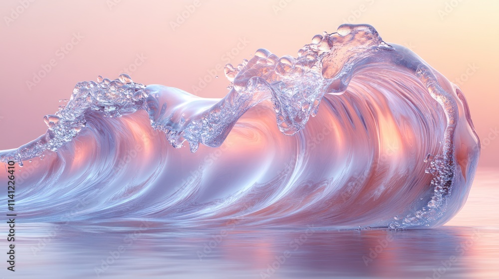 Poster iridescent wave abstract design with fluidity and elegance in a minimalist style