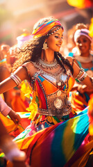 Traditional cultural festival, a girl dancing in a colorful costume