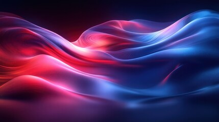 Fototapeta premium Vibrant Abstract Fluid Shapes with Blue and Red Flowing Lines Illuminated by Light