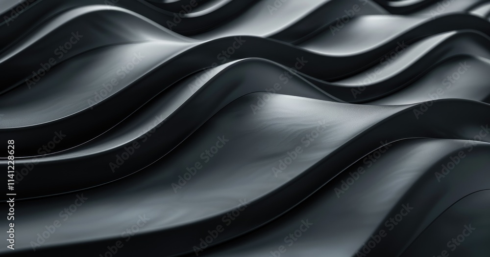 Aufkleber abstract waves of smooth black material create a dynamic, flowing texture.