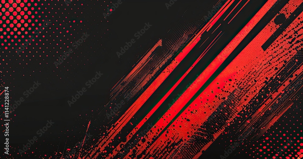 Poster abstract red and black graphic design featuring dynamic lines and textures.