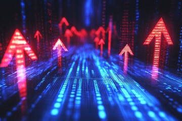 Dynamic Data Visualization with Red and Blue Arrows in a Digital Environment