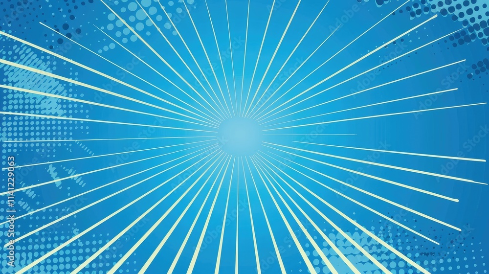 Poster a vibrant blue background with radiating lines, creating a dynamic and energetic effect.