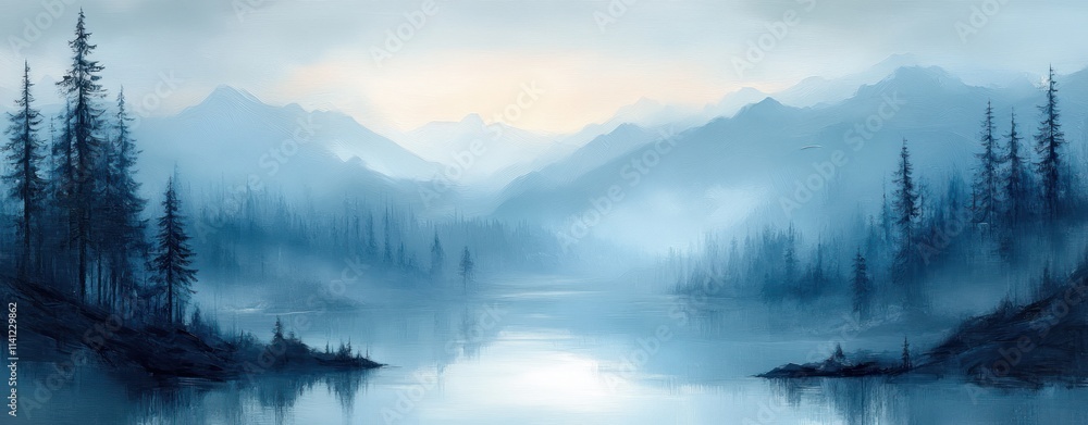 Poster gray blue soft gradient abstract landscape background serenity noise texture design