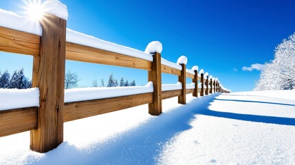 A wooden fence covered in snow