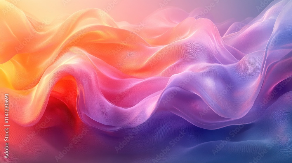 Poster abstract wave fluid art design serene gradient soft lighting minimalist background curved glass 3d r