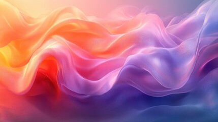 Obraz premium Abstract Wave Fluid Art Design Serene Gradient Soft Lighting Minimalist Background Curved Glass 3D Render