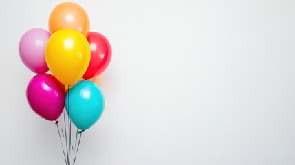Colorful Balloons Against a White Background