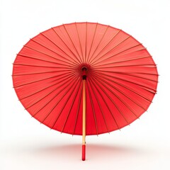 Red Chinese umbrella isolated on white background
