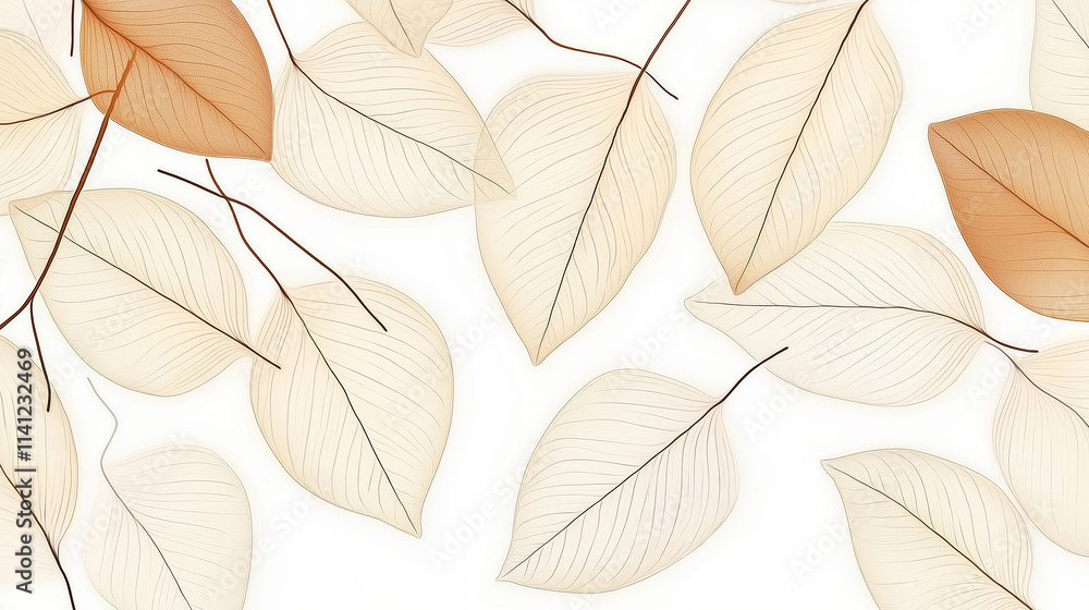 Aufkleber Transparent skeleton leaves creating a soft and elegant pattern
