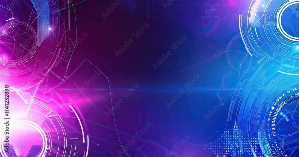 Poster abstract digital background with vibrant colors and geometric patterns for tech-related designs.