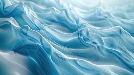 Obraz premium Abstract blue waves resembling flowing fabric or water, creating a serene and calming effect.