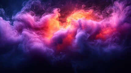 Vibrant pink, orange, and purple smoke clouds on black background.