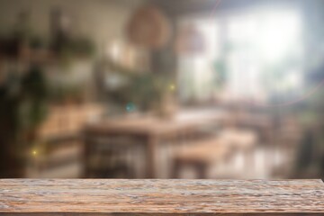Kitchen wood desk top for product display in room