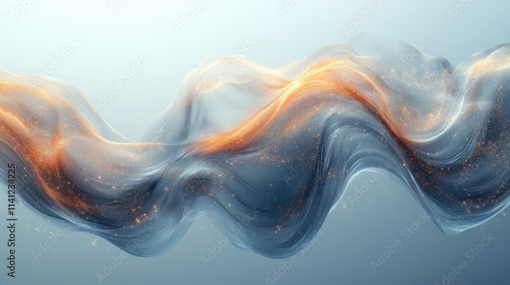 Poster abstract fluid wave design curved glass 3d render minimalist gradient soft light iridescent backgrou