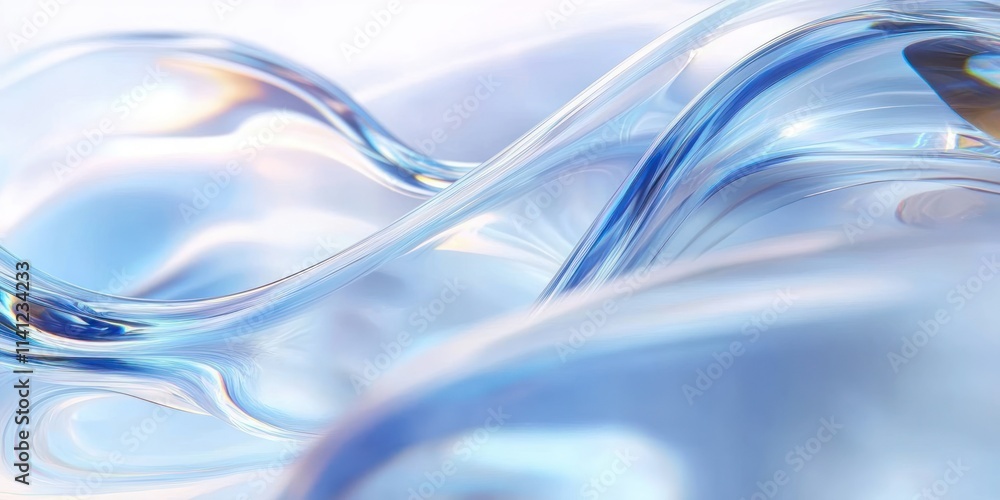 Aufkleber abstract flowing glass reflection modern minimalism 3d render iridescent gradient colorful backgroun