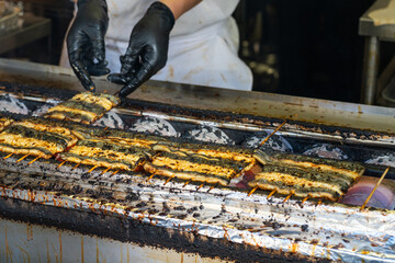 鰻の炭火の焼き場