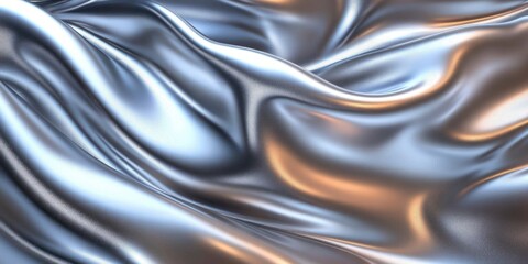 Obraz premium hyper-realistic flowing metallic silver liquid fabric background