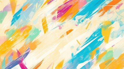 Abstract brush stroke background design featuring a colorful, seamless pattern of modern paint lines in fun summer colors.