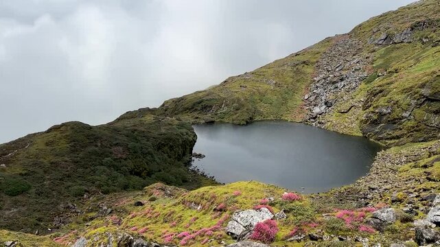 Landscape view of Hadi mountain lake in Taplejung, Nepal.