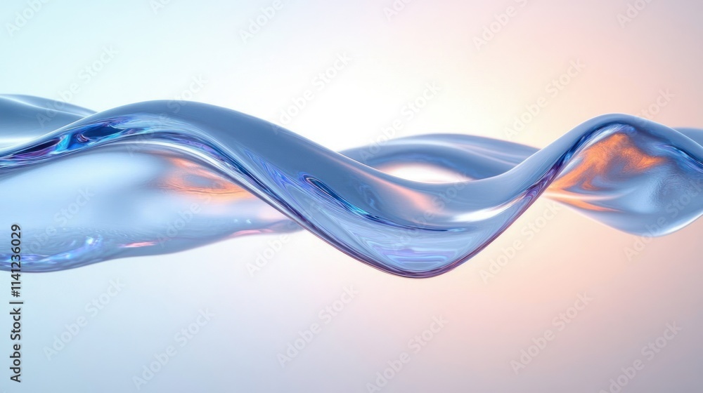 Poster minimalist abstract wavy iridescent liquid flowing effect design 3d render