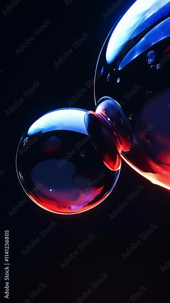 Poster dynamic oil bubbles float and merge, showcasing a captivating dance of colors and reflections on a d