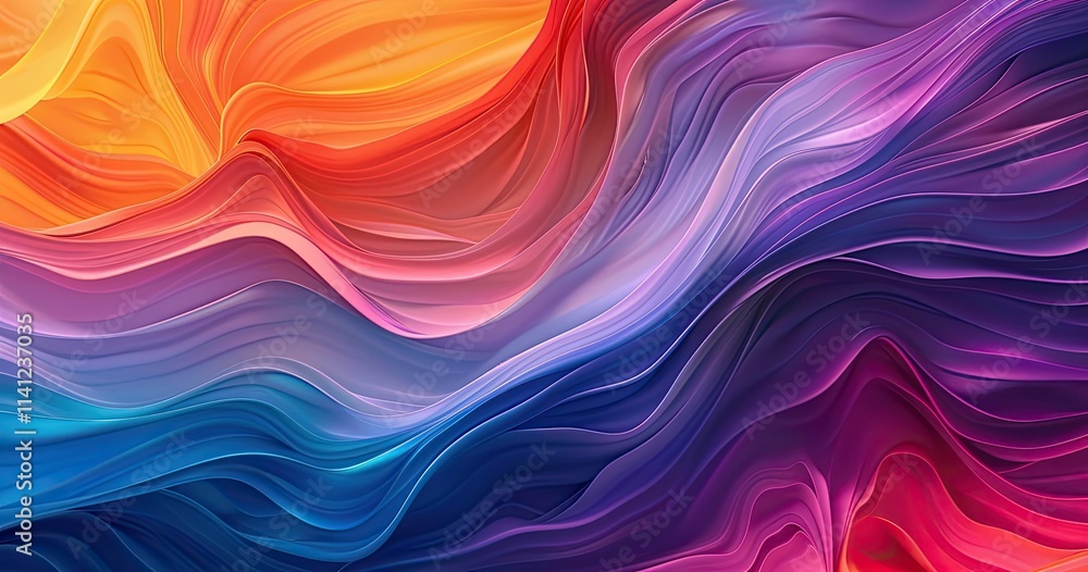 Poster a vibrant, flowing abstract design with waves of color blending seamlessly.