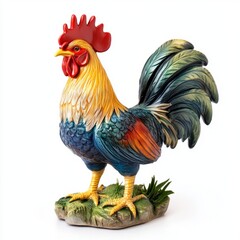 Fototapeta premium Rooster figurine (zodiac animal) isolated on white background