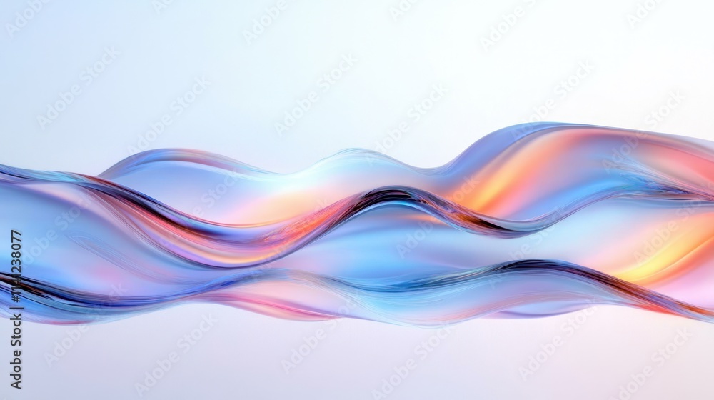 Poster iridescent wavy background design 3d render flowing fluid minimalist abstract