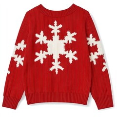 Red Knit Sweater Featuring Snowflake Design