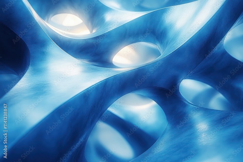 Poster abstract blue spiral composition with twisted lines for minimalistic background design