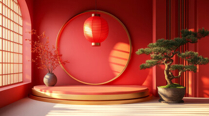 Chinese style indoor festival themed e-commerce product exhibition booth,