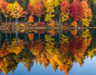 autumn trees reflected in water