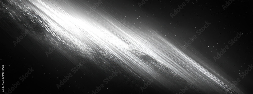 Poster monochrome abstract design with diagonal light streaks and grainy texture high contrast minimalistic