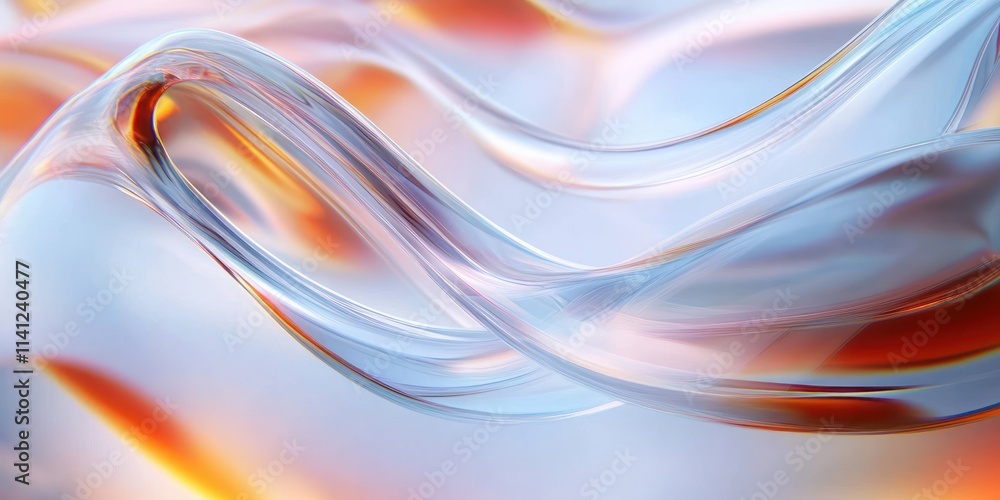 Poster abstract flowing glass reflections with transparency and colorful gradients