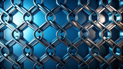 Obraz premium Abstract Metallic Mesh Background Interlocking Blue and Silver Pattern