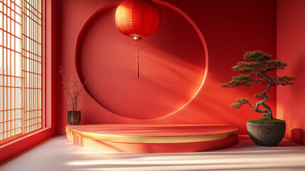Chinese style indoor festival themed e-commerce product exhibition booth,