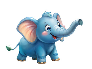 cartoon cute elephant on transparent background